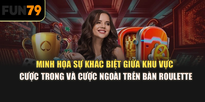 Minh họa sự khác biệt giữa khu vực cược trong và cược ngoài trên bàn Roulette